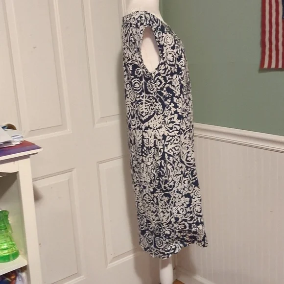 Lands End Navy Blue and White Dress Size 10 - Picture 10 of 15